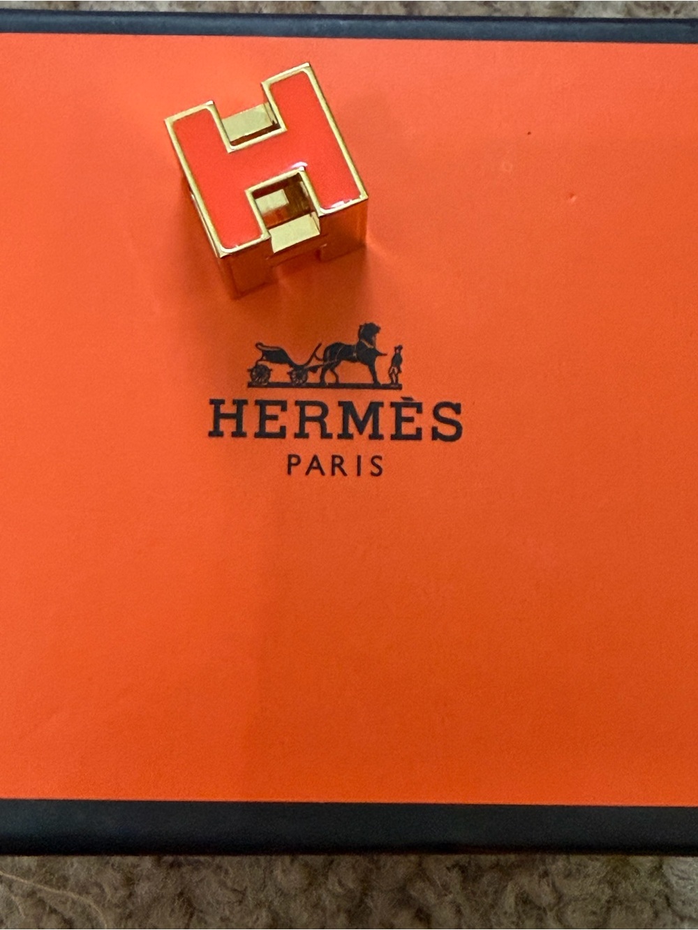 Hermes Cage de Ash H Cube Orange x Gold HERMES Women's